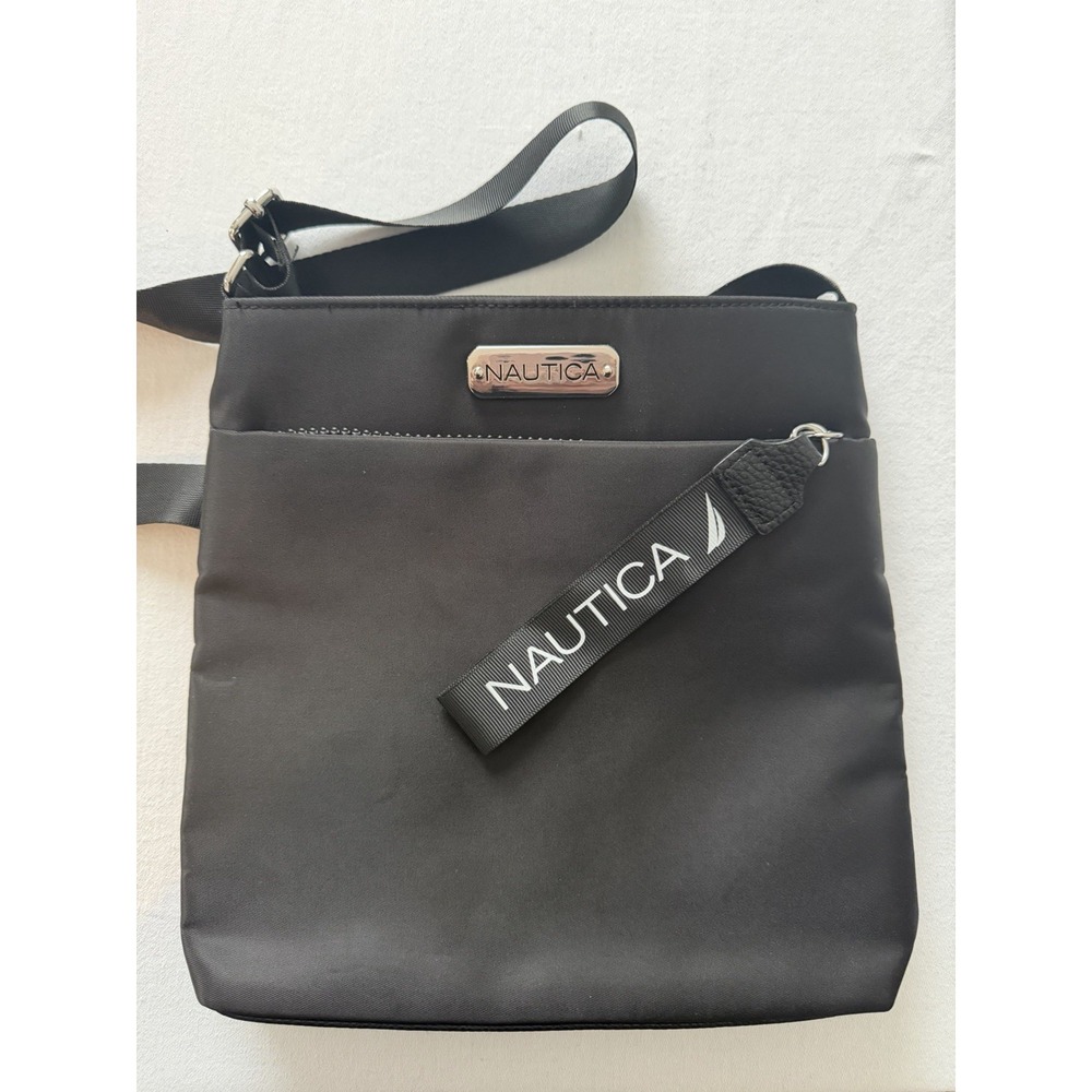 Nautica Diver Black Nylon With Adjustable Strap & Zipper Pocket Crossbody Bag
